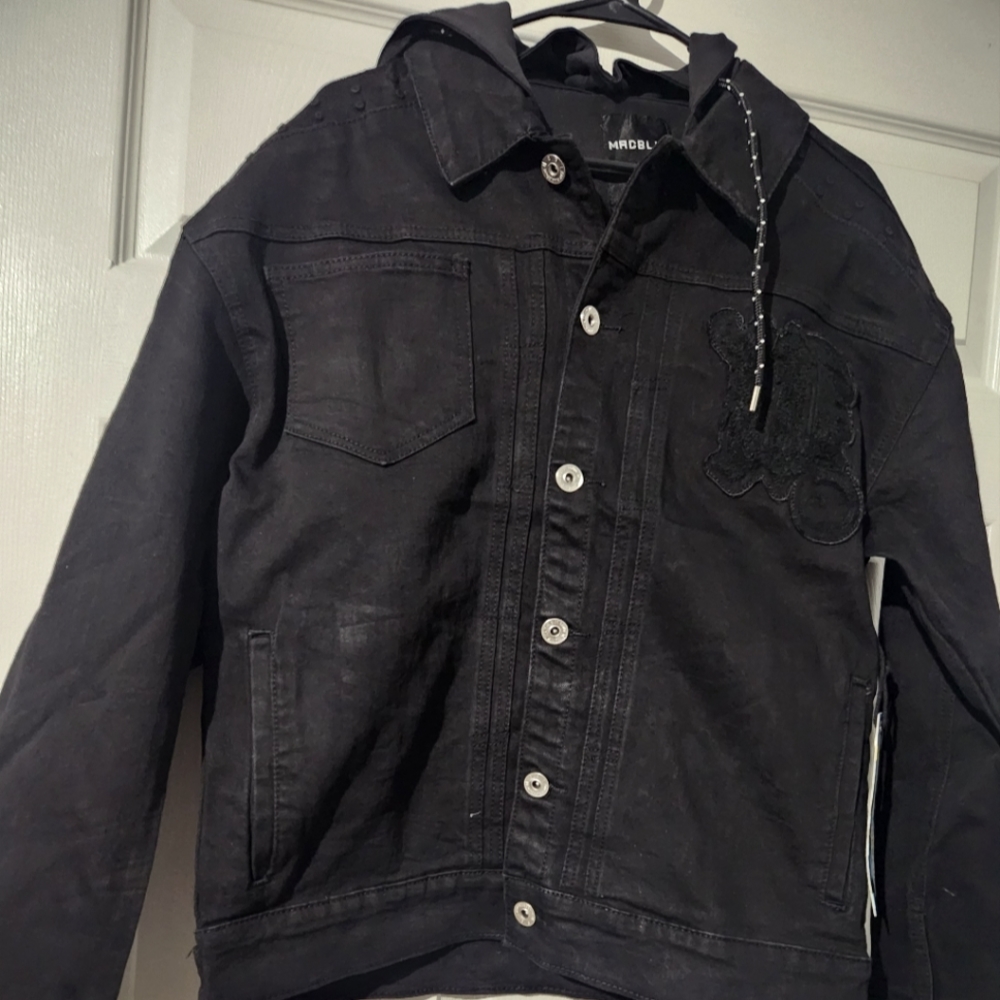 Men's Denim Hooded jacket- Mad Blue Size Med-Lrge-Xl